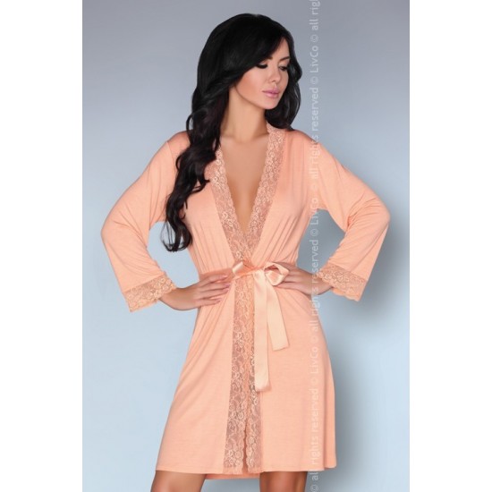 Луксозен халат в цвят праскова Natela