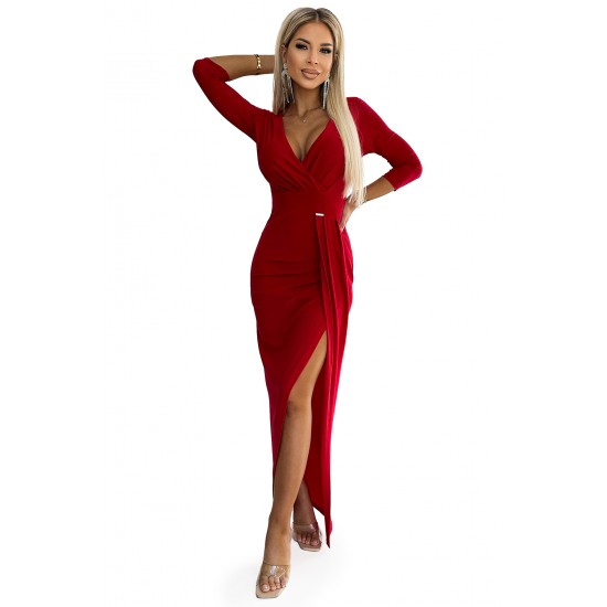 Елегантна дълга рокля в червено 404-7 Елегантна дълга рокля в червено 404-7