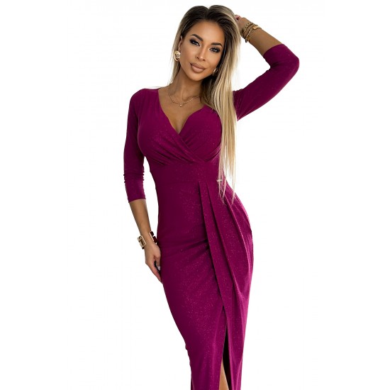 Елеганта дълга рокля в циклама 404-9 Елеганта дълга рокля в циклама 404-9