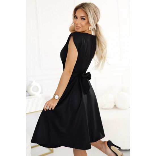 Разкроена миди рокля в черен цвят 348-10 Разкроена миди рокля в черен цвят 348-10