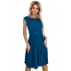 Елегантна миди рокля с къс ръкав в морско син цвят 311-17
