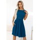 Елегантна миди рокля с къс ръкав в морско син цвят 311-17