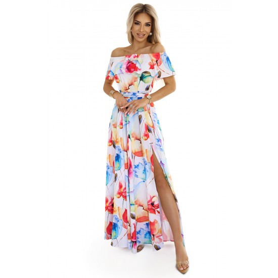 Елегантна рокля с флорални мотиви 194-5 Елегантна рокля с флорални мотиви 194-5