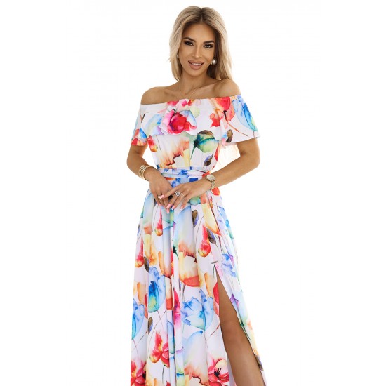 Елегантна рокля с флорални мотиви 194-5 Елегантна рокля с флорални мотиви 194-5