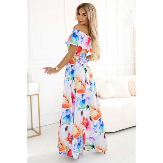 Елегантна рокля с флорални мотиви 194-5 Елегантна рокля с флорални мотиви 194-5