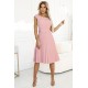 Елегантна миди рокля с къс ръкав в цвят пудра 311-19 Елегантна миди рокля с къс ръкав в цвят пудра 311-19