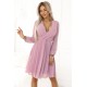 Плисирана рокля с дълъг ръкав в цвят пудра 313-16 Плисирана рокля с дълъг ръкав в цвят пудра 313-16