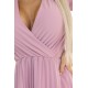 Плисирана рокля с дълъг ръкав в цвят пудра 313-16 Плисирана рокля с дълъг ръкав в цвят пудра 313-16