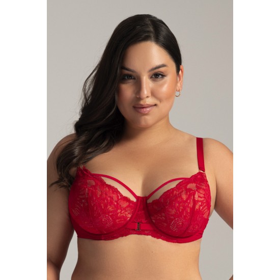 Полуподплатен сутиен в червено AV 2157