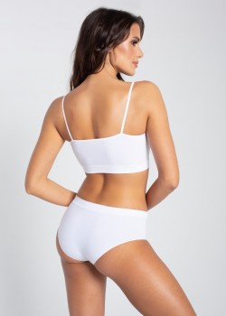 Безшевни бикини с висока талия, бели