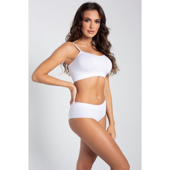 Безшевни бикини с висока талия, бели