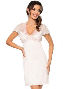 Perla нощница с къс ръкав в цвят екрю Perla нощница с къс ръкав в цвят екрю