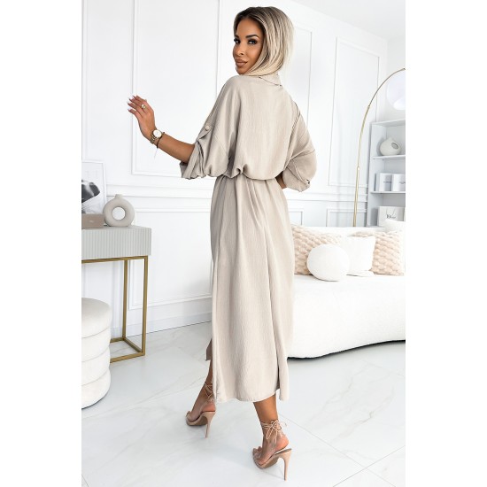 531-1 Рокля тип риза в бежово 531-1 Рокля тип риза в бежово