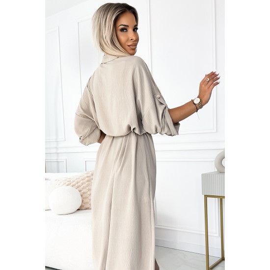 531-1 Рокля тип риза в бежово 531-1 Рокля тип риза в бежово