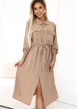 531-3 Рокля тип риза в цвят мока