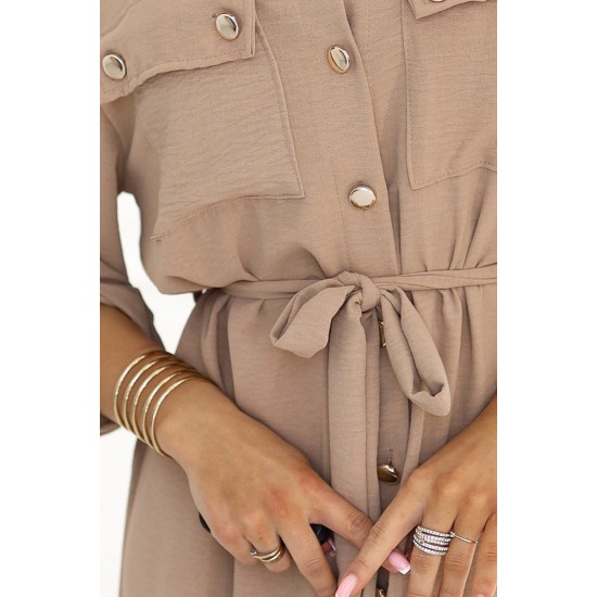 531-3 Рокля тип риза в цвят мока 531-3 Рокля тип риза в цвят мока