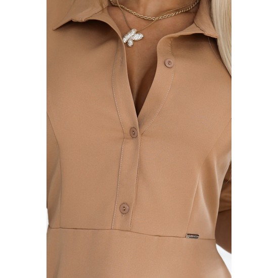 SANDY 286-8 Елегантна рокля в цвят мока SANDY 286-8 Елегантна рокля в цвят мока