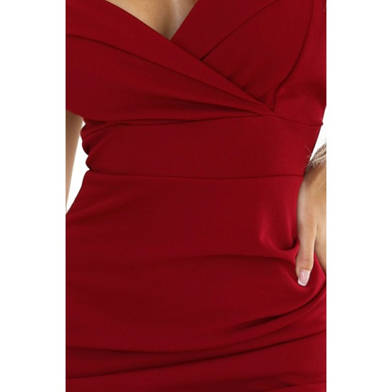 CALLIE 564-8 Нежна вталена рокля в червен цвят