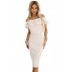 CARMEN 599-1 Елегантна миди рокля в бежов цвят CARMEN 599-1 Елегантна миди рокля в бежов цвят