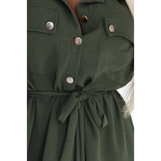 531-5 Рокля тип риза в цвят каки 531-5 Рокля тип риза в цвят каки