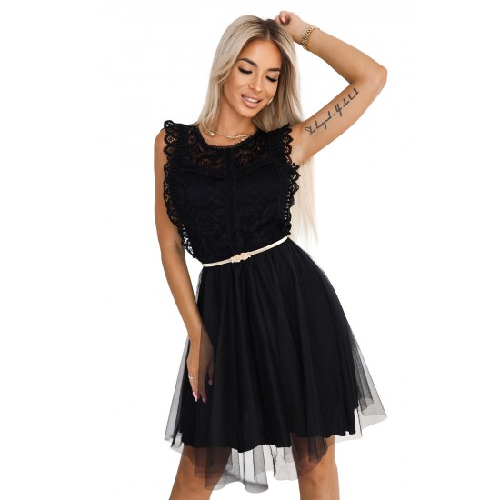 GRETA 454-5 Елегантна рокля в черен цвят