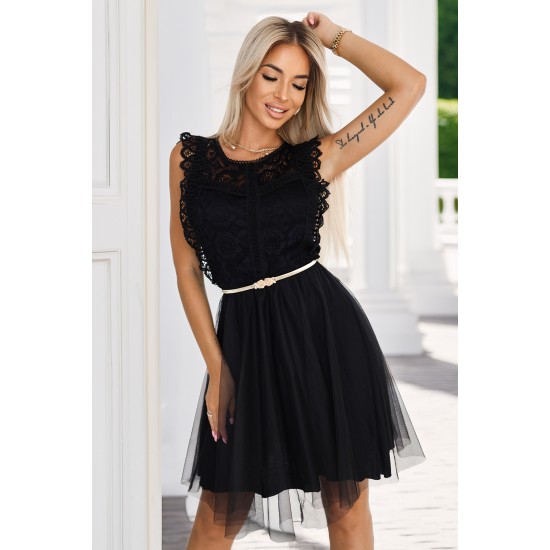 GRETA 454-5 Елегантна рокля в черен цвят