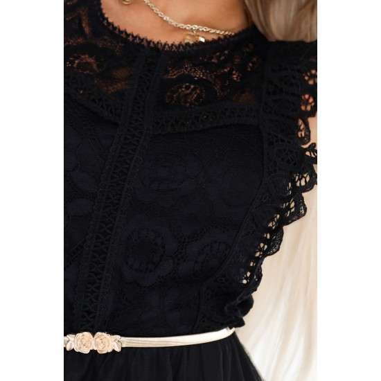 GRETA 454-5 Елегантна рокля в черен цвят