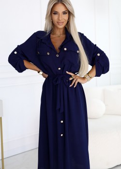 531-6 Рокля тип риза в тъмносиньо