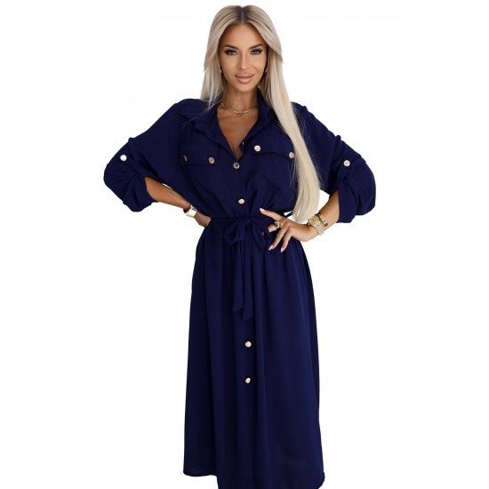 531-6 Рокля тип риза в тъмносиньо 531-6 Рокля тип риза в тъмносиньо