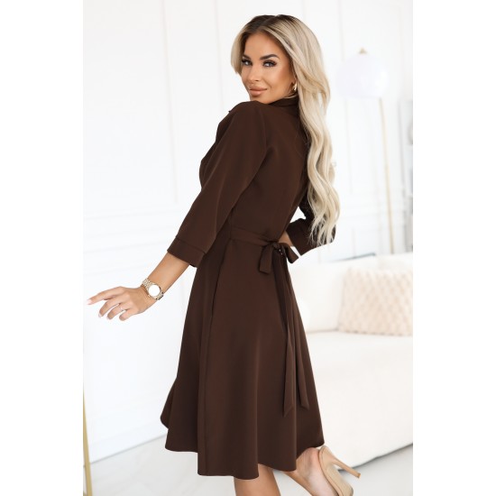 SANDY 286-9 Елегантна рокля в кафяв цвят SANDY 286-9 Елегантна рокля в кафяв цвят
