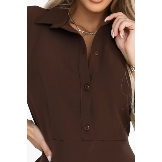 SANDY 286-9 Елегантна рокля в кафяв цвят SANDY 286-9 Елегантна рокля в кафяв цвят