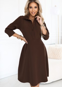 SANDY 286-9 Елегантна рокля в кафяв цвят