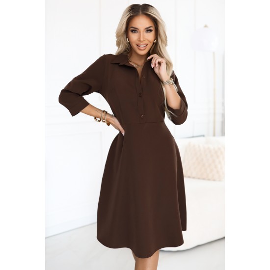 SANDY 286-9 Елегантна рокля в кафяв цвят SANDY 286-9 Елегантна рокля в кафяв цвят