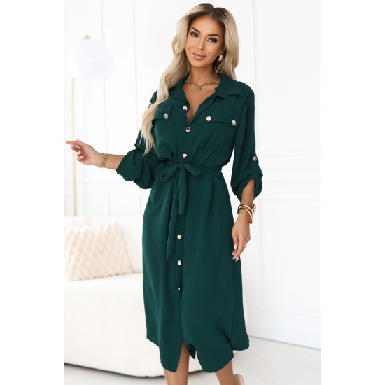 531-7 Рокля тип риза в зелено 531-7 Рокля тип риза в зелено