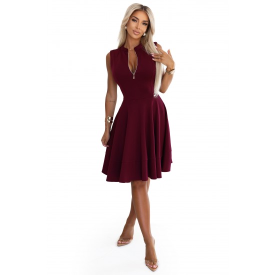 573-4 Разкроена рокля с цип в бордо 573-4 Разкроена рокля с цип в бордо