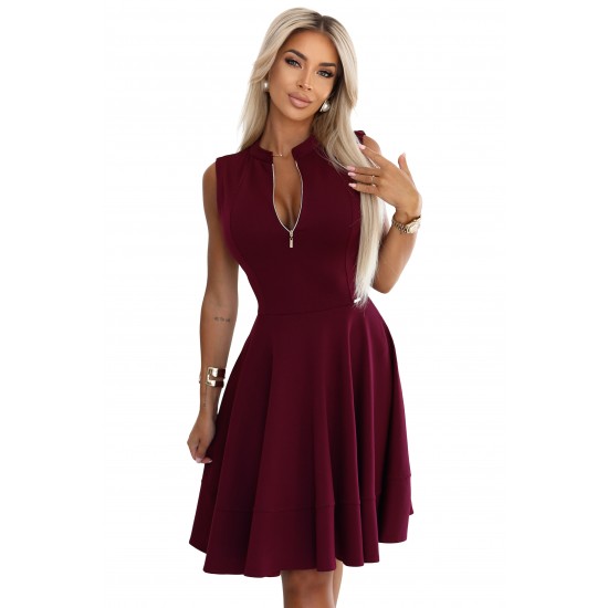 573-4 Разкроена рокля с цип в бордо 573-4 Разкроена рокля с цип в бордо
