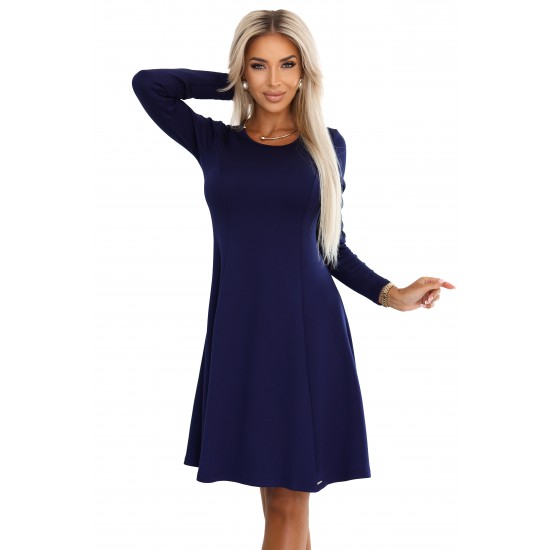 567-2 Ежедневна разкроена рокля в тъмносин цвят 567-2 Ежедневна разкроена рокля в тъмносин цвят