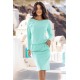 189-12 Дамска рокля с дълги ръкави в цвят мента 189-12 Дамска рокля с дълги ръкави в цвят мента