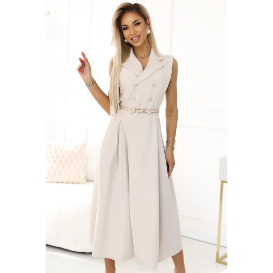 596-1 Елегантна миди рокля в бежов цвят 596-1 Елегантна миди рокля в бежов цвят