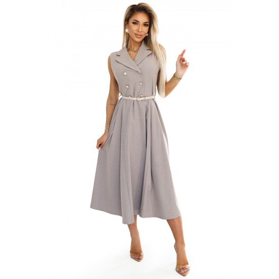 596-2 Елегантна миди рокля в сив цвят 596-2 Елегантна миди рокля в сив цвят