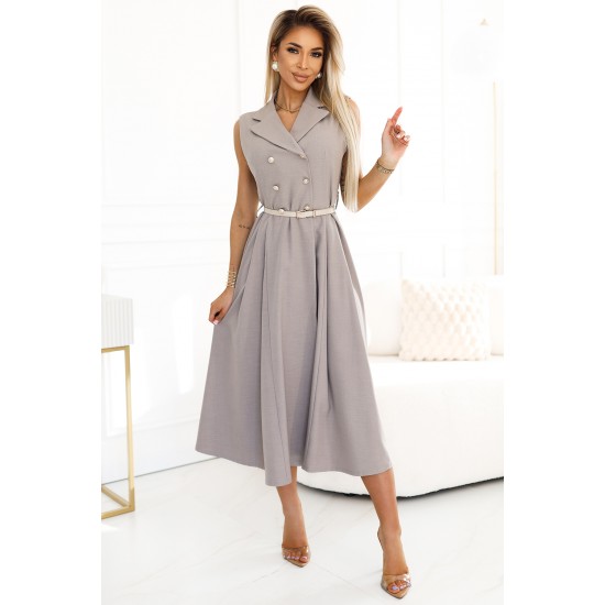 596-2 Елегантна миди рокля в сив цвят 596-2 Елегантна миди рокля в сив цвят