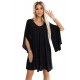 597-1 Елегантна черна рокля с ръкави тип пеперуда 597-1 Елегантна черна рокля с ръкави тип пеперуда