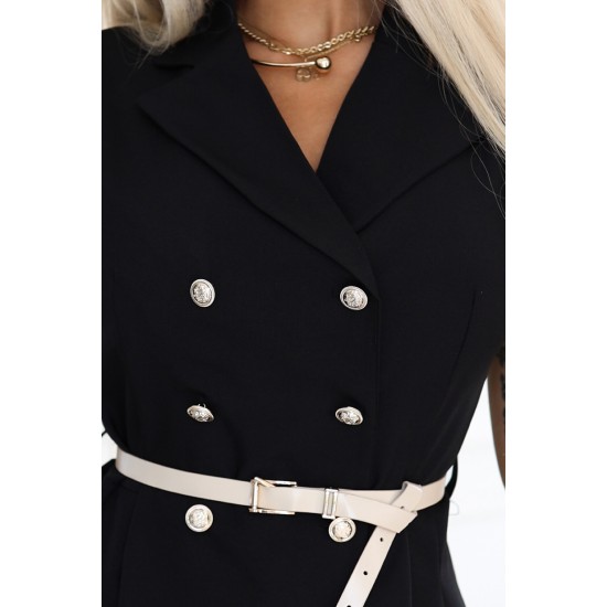 596-3 Елегантна миди рокля в черен цвят