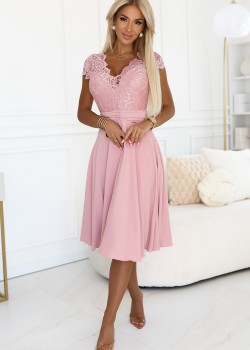 381-6 Елегантна рокля от шифон в розово 381-6 Елегантна рокля от шифон в розово