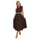 596-4 Елегантна миди рокля в кафяв цвят