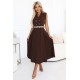 596-4 Елегантна миди рокля в кафяв цвят