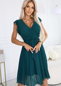 374-8 Нежна рокля от шифон в маслено зелен цвят 374-8 Нежна рокля от шифон в маслено зелен цвят