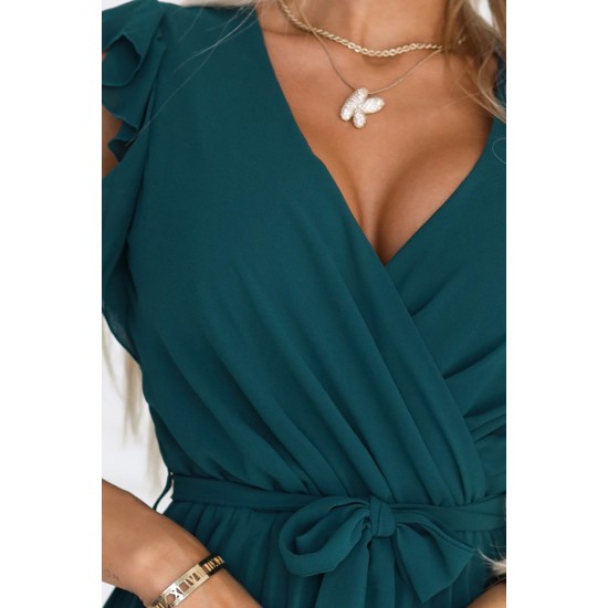 374-8 Нежна рокля от шифон в маслено зелен цвят 374-8 Нежна рокля от шифон в маслено зелен цвят