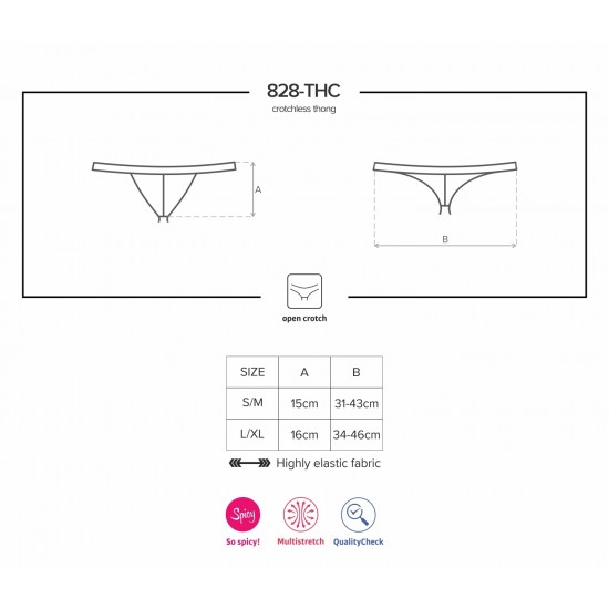 Дамски черни прашки с отворено дъно 828-THC-1