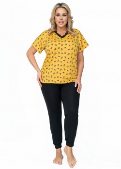 Дамска пижама Piama-Queen-Plus-Size-Musztardowy Дамска пижама Piama-Queen-Plus-Size-Musztardowy